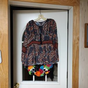 New American Eagle Brown Blue Multi-Colored Top Size Women's Small